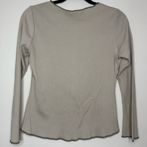 VTG 90s Y2K 70s Hippie Prairie Tan Floral Embroidered Bellsleeve Longsleeve Top - Picture 5 of 5